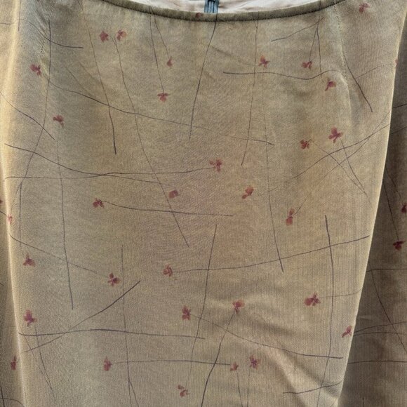 Vintage Tristan & Iseut Sheer Chiffon Floral Camel Color Maxi Skirt Sz 12 Lined - Picture 8 of 12